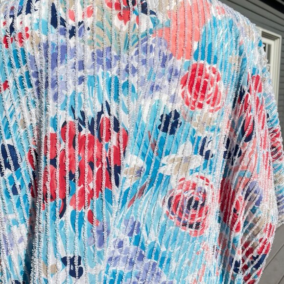 Vintage 1970s Floral Button-Up Housecoat Dress / Duster Robe / Caftan / Medium - Picture 10 of 13